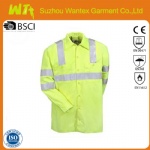 Work Clothes: Men's Yellow ANSI Class 3 Long Sleeve Hi-Vis Work Shirt VL112 AY