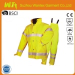 Fluorescent Yellow & Orange Unisex Hi-Vis reflective hoodie rain suits