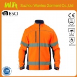 Reflective safety Men's waterproof softshell jacket in orange