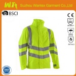 High Vis Reflective Safety Fluorescent Yellow Soft Shell Jacket