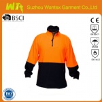 Hi Vis Orange Safety Reflective Long Sleeve Fleece Shirt