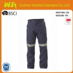 Navy Blue Cotton Work Pants with 3M Reflective Tapes