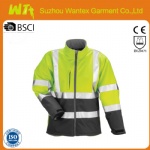 Soft Shell High-Visibility ANSI Class 3 Two-Tone Jacket with Gray Fleece Lining